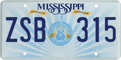 MS license plate ZSB315