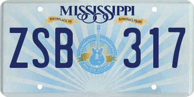 MS license plate ZSB317