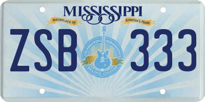 MS license plate ZSB333