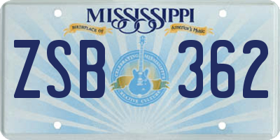 MS license plate ZSB362