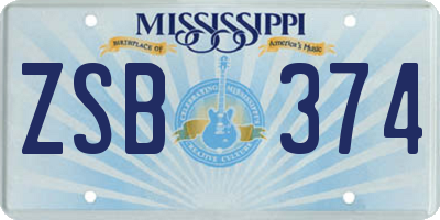 MS license plate ZSB374