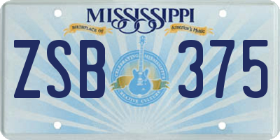 MS license plate ZSB375