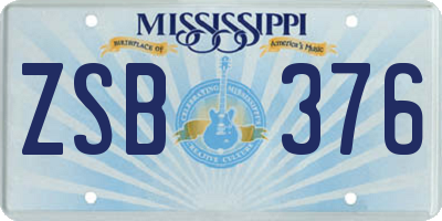MS license plate ZSB376