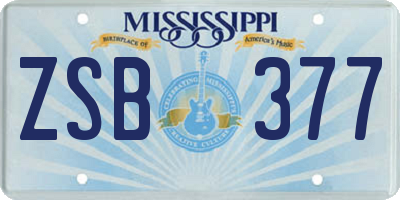 MS license plate ZSB377