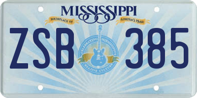 MS license plate ZSB385