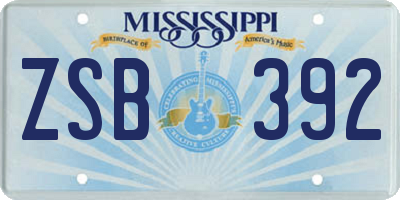MS license plate ZSB392