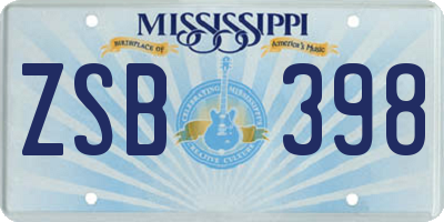 MS license plate ZSB398