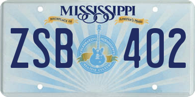 MS license plate ZSB402