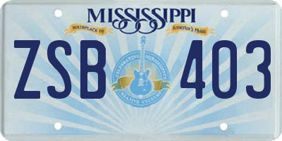 MS license plate ZSB403