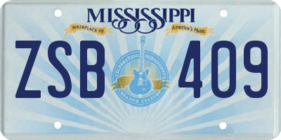 MS license plate ZSB409