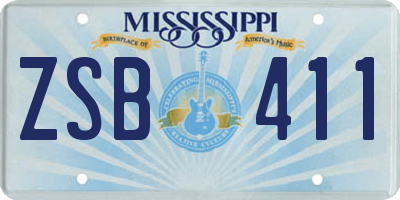 MS license plate ZSB411