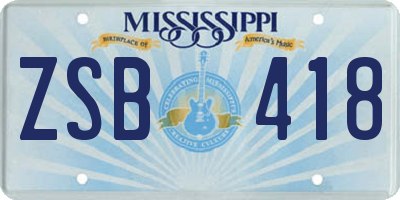MS license plate ZSB418