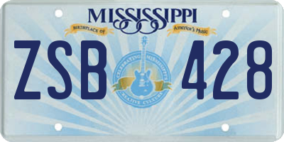MS license plate ZSB428