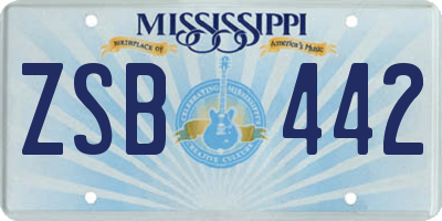 MS license plate ZSB442