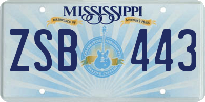 MS license plate ZSB443