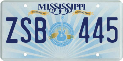 MS license plate ZSB445