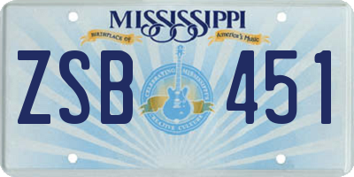 MS license plate ZSB451