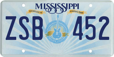 MS license plate ZSB452