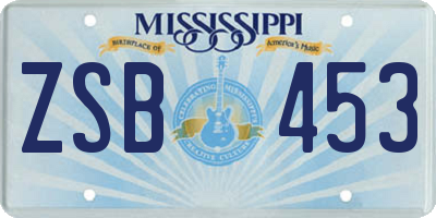 MS license plate ZSB453