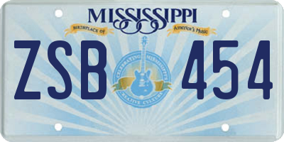 MS license plate ZSB454