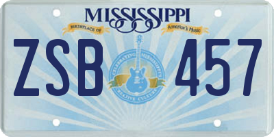 MS license plate ZSB457