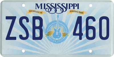 MS license plate ZSB460