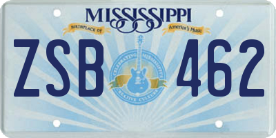 MS license plate ZSB462