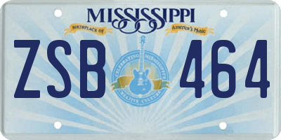 MS license plate ZSB464