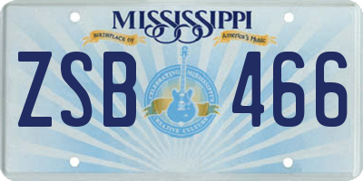 MS license plate ZSB466