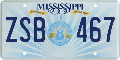 MS license plate ZSB467