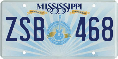 MS license plate ZSB468