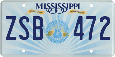 MS license plate ZSB472