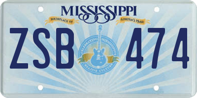 MS license plate ZSB474