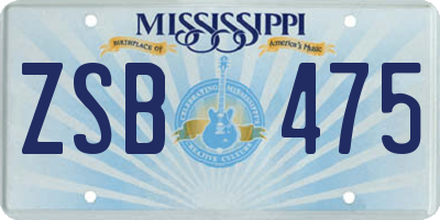 MS license plate ZSB475