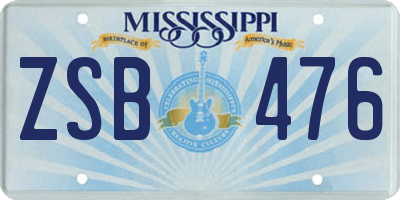 MS license plate ZSB476