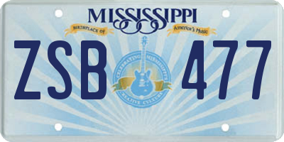 MS license plate ZSB477