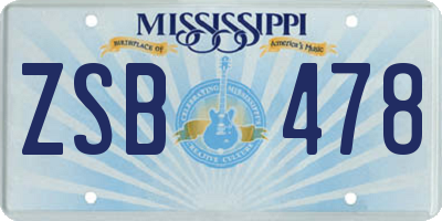 MS license plate ZSB478