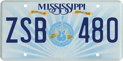 MS license plate ZSB480