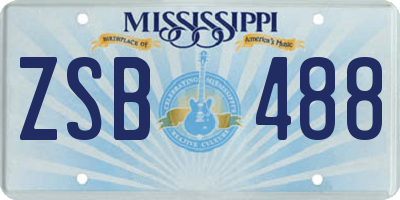MS license plate ZSB488