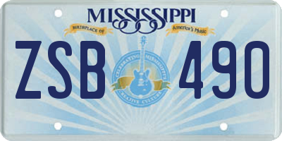 MS license plate ZSB490