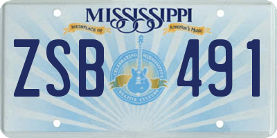 MS license plate ZSB491