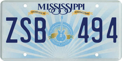 MS license plate ZSB494