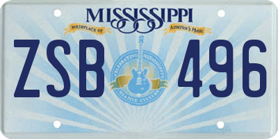 MS license plate ZSB496