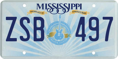 MS license plate ZSB497