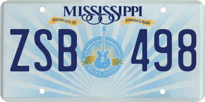 MS license plate ZSB498