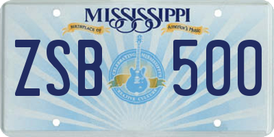 MS license plate ZSB500