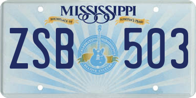 MS license plate ZSB503
