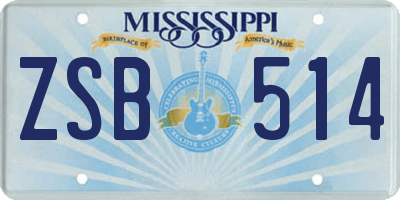 MS license plate ZSB514
