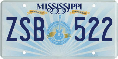 MS license plate ZSB522