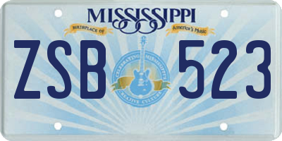 MS license plate ZSB523